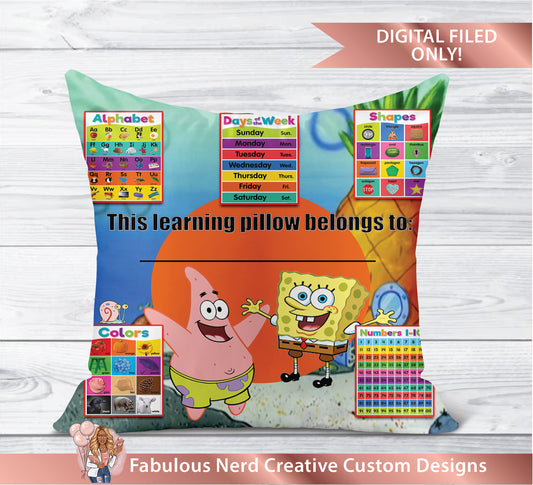 Kids Sponge Bob Learning Pillow-Digital File Only
