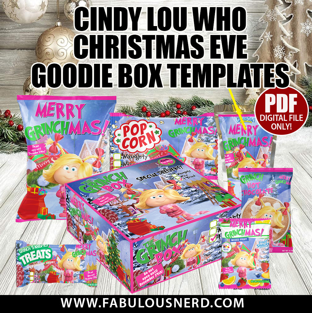 Cindy Lou Who Goodie Box Snack Labels - Digital Files Only