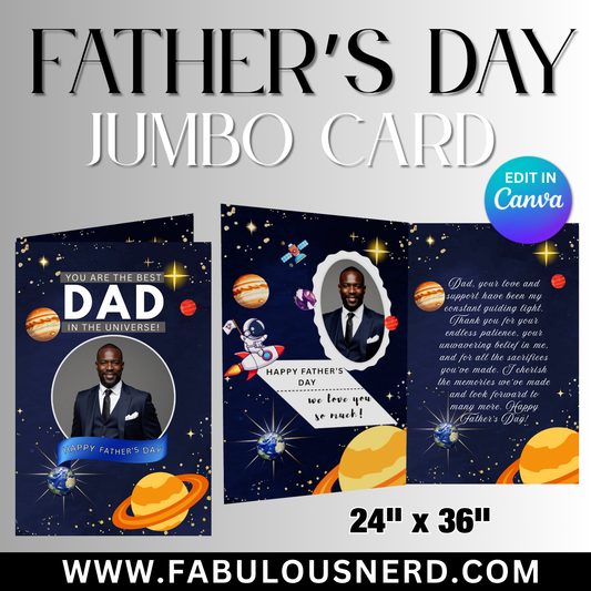 Best Dad In tTe Universe Father's Day Jumbo Card - Digital File Only