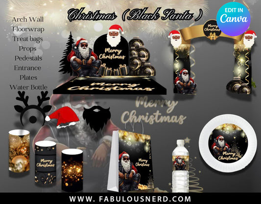 Black Santa Christmas Room Transformation Bundle, Party Decor Bundle