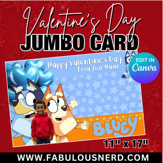 Bluey Valentine's Day Jumbo Card Template, Treat Card Template, Canva Template - Digital File Only