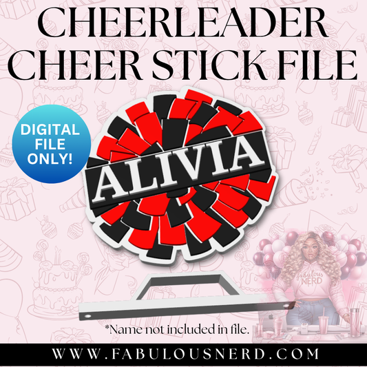 Cheerleader Pom Pom Cheer Stick with Handle (Digital File Only)