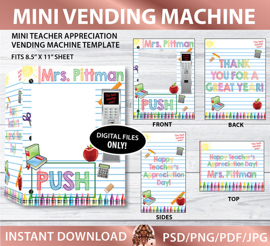 Mini Teacher Appreciation Vending Machine Template-Red and White (PSD_PNG_PDF_JPG)