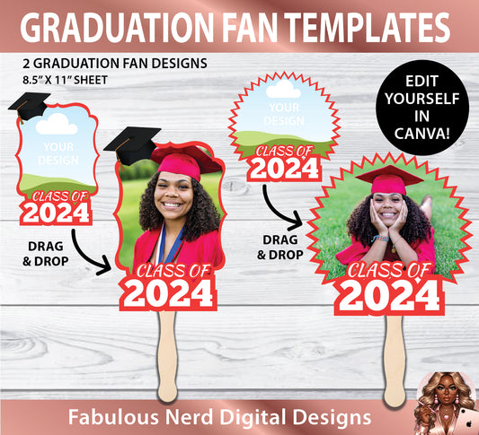 2 Graduation Fan Design Templates - Editable in Canva