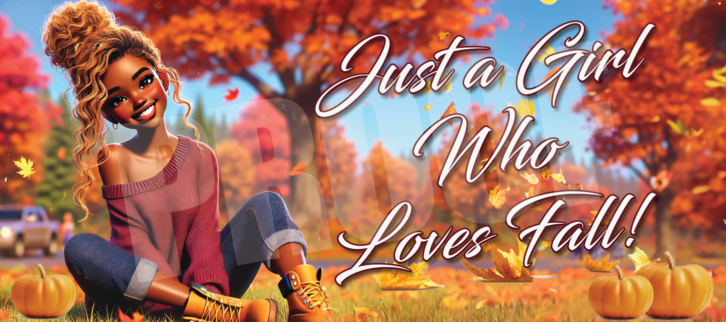 Just a Girl Who Loves Fall Coffee Mug Wrap Sublimation Design (PNG Only)