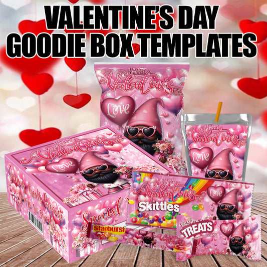 Gnome Valentine's Day Goodie Box Templates - Digital Files Only