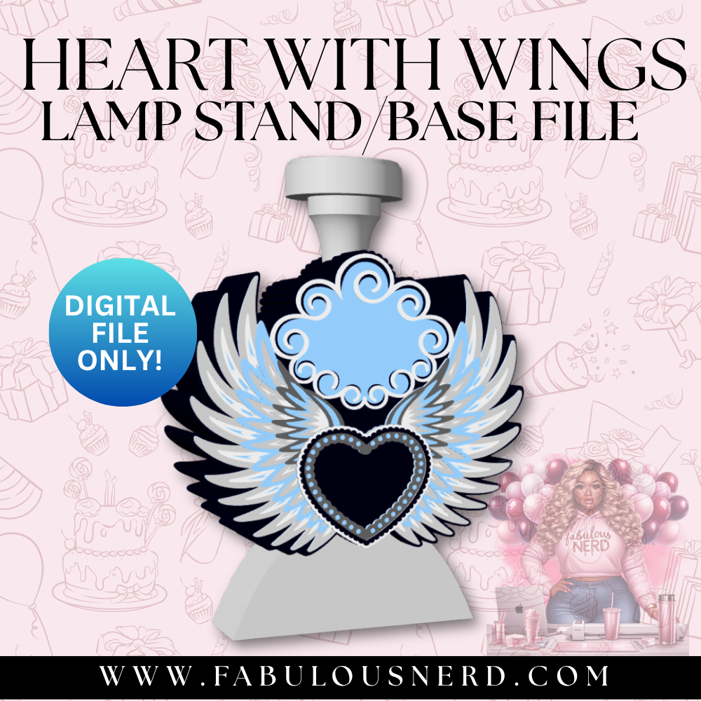 Heart w/Wings Memorial Lamp Base (Digital File Only)