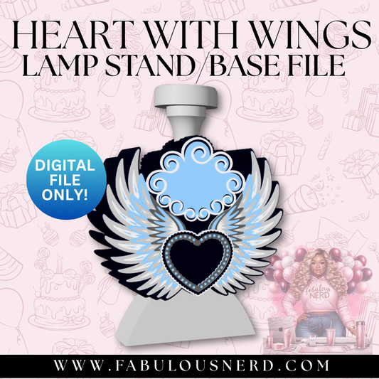 Heart w/Wings Memorial Lamp Base (Digital File Only)
