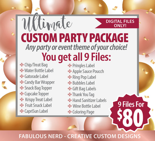 Ultimate Custom Personalized Party Favor Bundles - Digital Files Only ( 9 Digital Files of Your Choice)