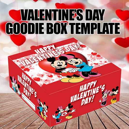 Mickey & Minnie Valentine's Day Goodie Box Template - Digital File Only