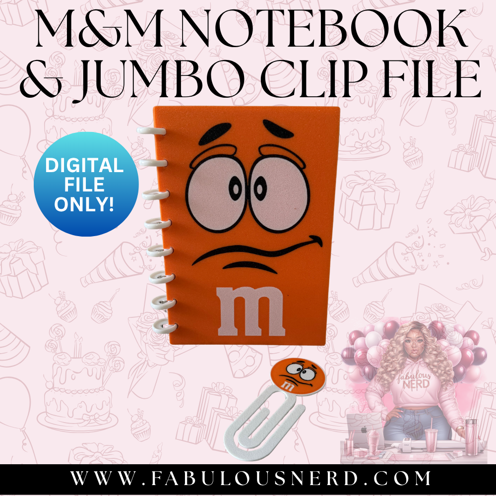 M&M Notebook & Jumbo Clip Set - Orange (Digital File Only)