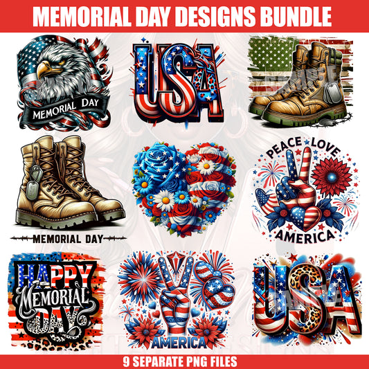 Memorial Day PNG Designs Bundle (Digital Files Only)