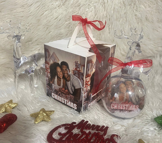 Customizable Christmas Photo Ornament and Box