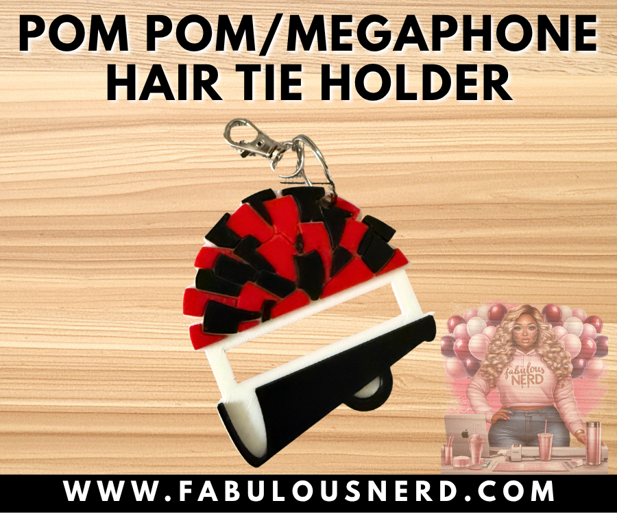 Pom Pom with Megaphone Hair Tie Holder (3D Printed)