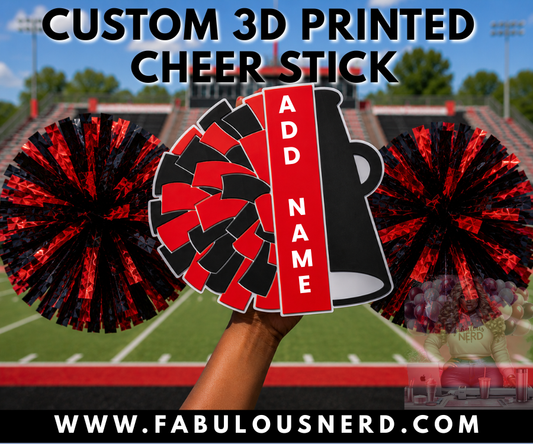 Custom 3D Pom Pom/Megaphone Cheer Stick with Pom Poms