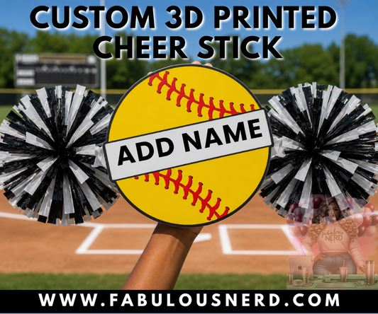 Custom 3D Softball Cheer Stick with Pom Poms