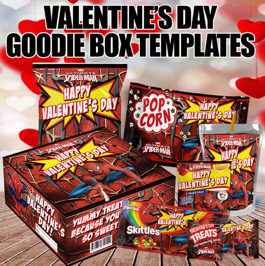 Spiderman Valentine's Day Goodie Box Templates - Digital Files Only