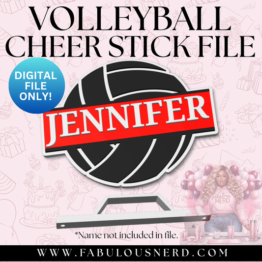 Volleyball Cheer Stick with Handle (Digital File Only)