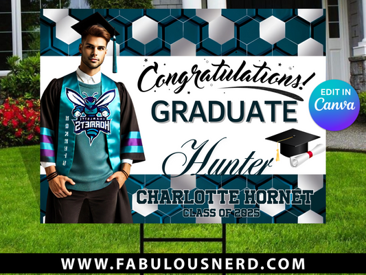 Charlotte Hornets Graduation Yard - Digital File Only