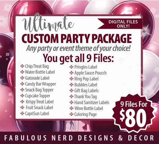 Ultimate Custom Personalized Party Favor Bundles - Digital Files Only ( 9 Digital Files of Your Choice)