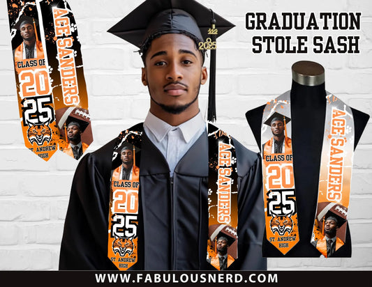 Custom Orange Graduation Party Stole/Sash