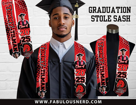 Custom Red Graduation Party Stole/Sash