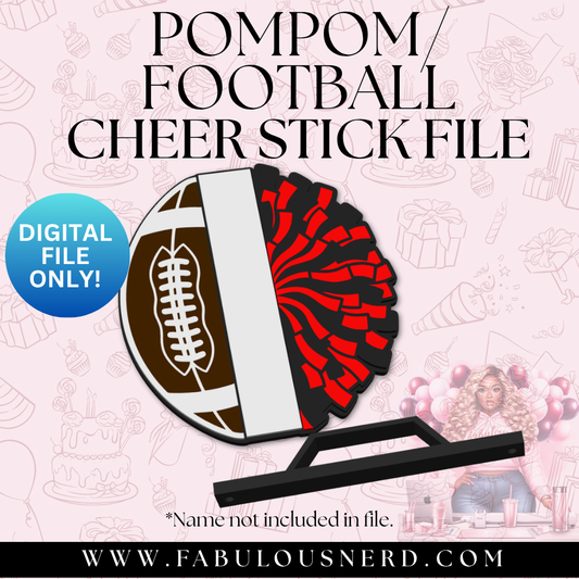 PomPom/Football Cheer Stick with Handle (Digital File Only)