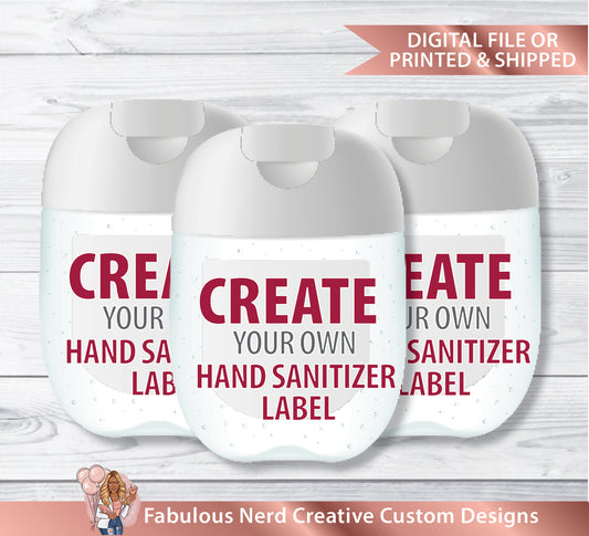 Custom Designed Hand Sanitizer Labels - Set of 24 Labels - Printed & Shipped