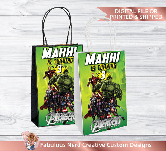 Avengers Gift Bag Label-Party Bag Label-Party Favors-Digital File or Printed & Shipped