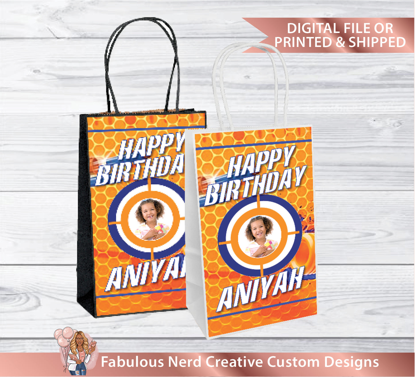 Nerf Gift Bag Label-Party Bag Label-Party Favors-Digital File or Printed & Shipped