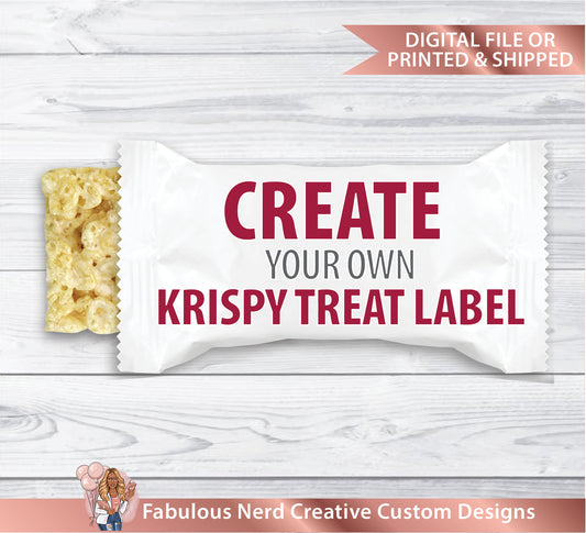 Custom Designed Krispy Treat Wrapper-Party Favor-Digital File or Printed & Shipped