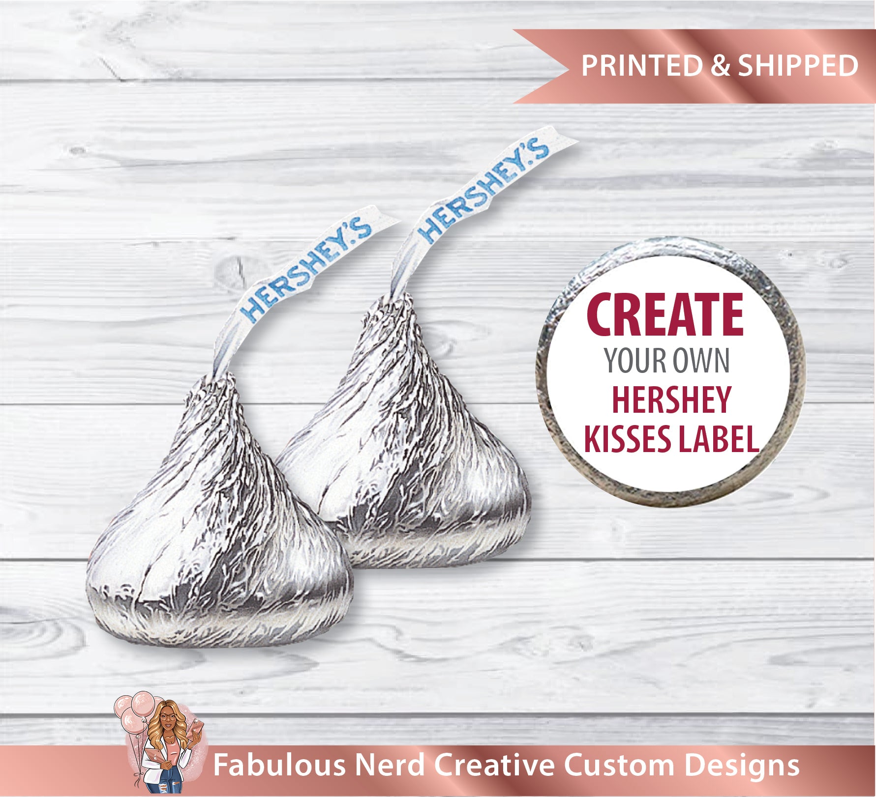 108 Custom Wedding Shower Labels For Hershey Kisses – Red Hearts, Personalized