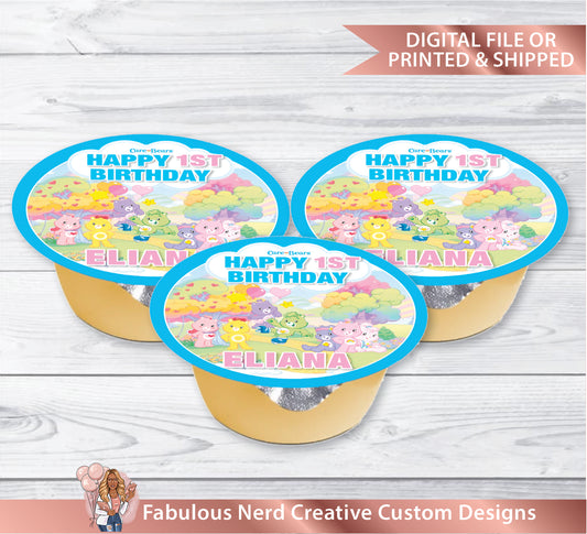 Care Bears Apple Sauce Label - Fruit Cup Label-Party Favors - Digital File or Printed & Shipped