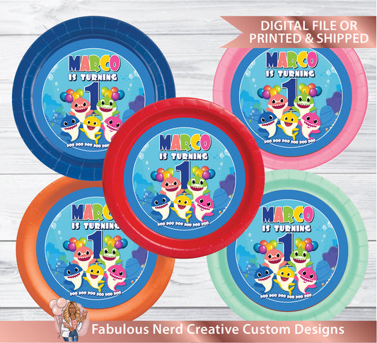 Baby Shark Birthday Party Paper Plate Inserts-Digtal File or Printed &Shipped