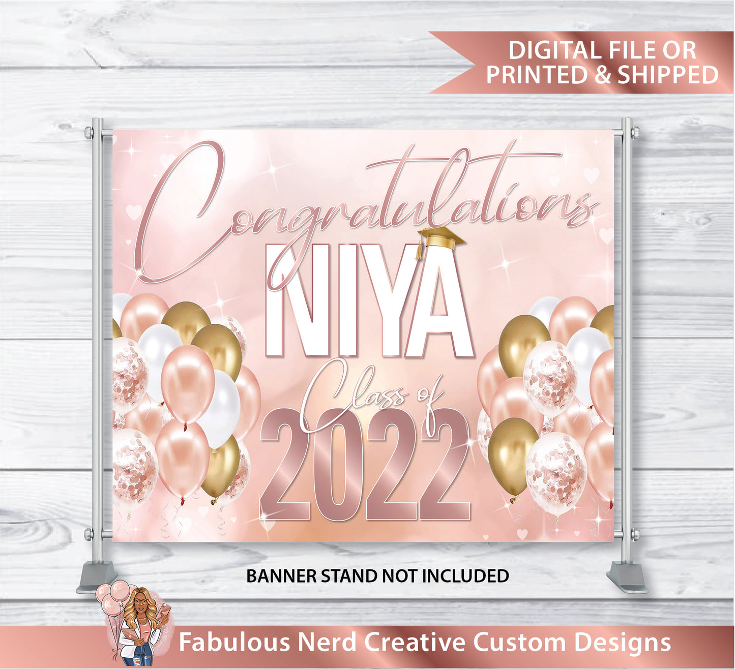 Graduation Party Backdrop  (STAND NOT INCLUDED)