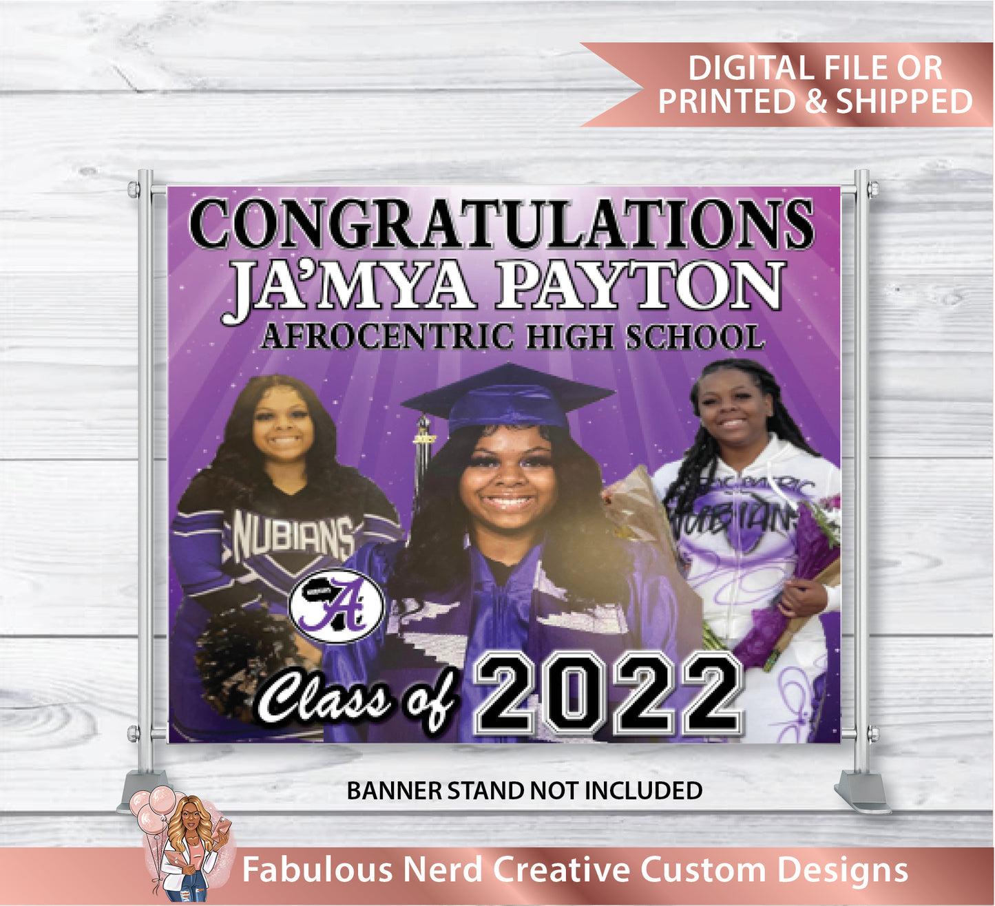 Customizable Graduation Party Backdrop (STAND NOT INCLUDED)