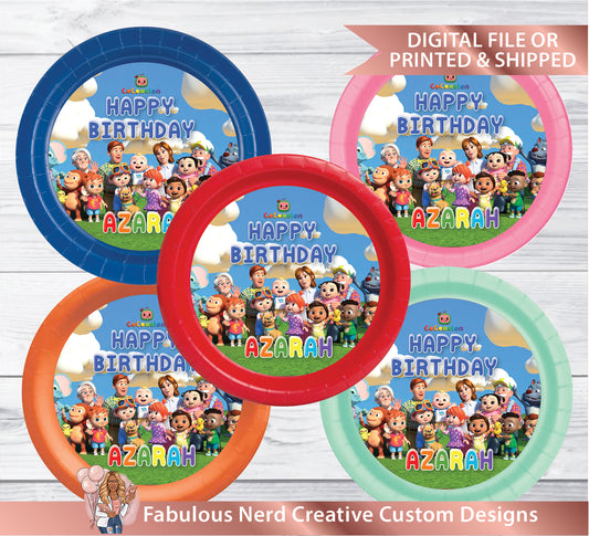 Cocomelon Birthday Party Paper Plate Inserts-Digtal File or Printed &Shipped