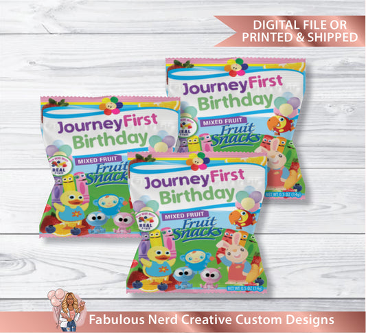 Baby First TV Birthday Customized Fruit Snack Wrapper-Party Favor-Digital File or Printed and Shipped