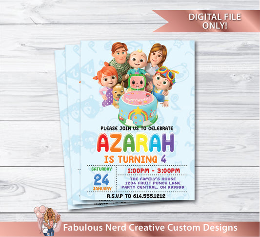 CocoMelon Birthday Party Invitation - Digital File Only