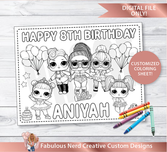 LOL Dolls Birthday Coloring Sheet