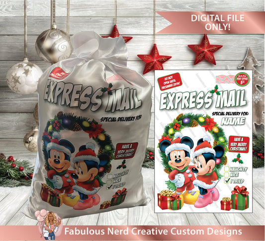 Mickey & Minnie Christmas Santa Sacks - Digital File only