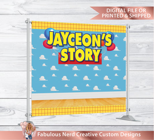 Personalized Toy Story Birthday Backdrop  (STAND NOT INCLUDED)