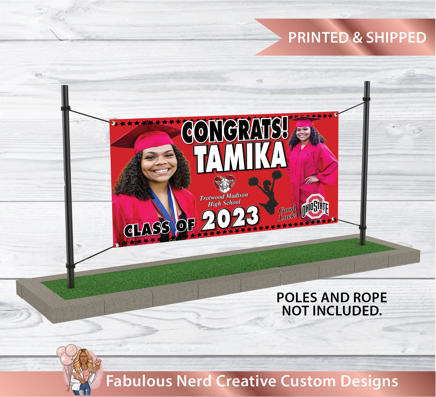 Custom Graduation Outdoor Banner (POLES & ROPE NOT INCLUDED)
