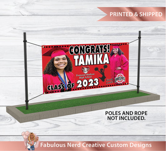 Custom Graduation Outdoor Banner  (POLES & ROPE NOT INCLUDED)