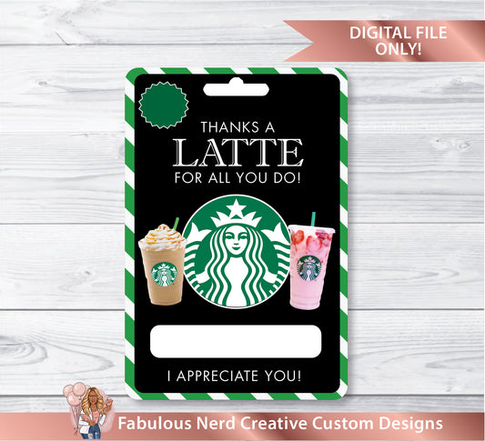 "Thank You a Latte For All You Do" Money Holder Card