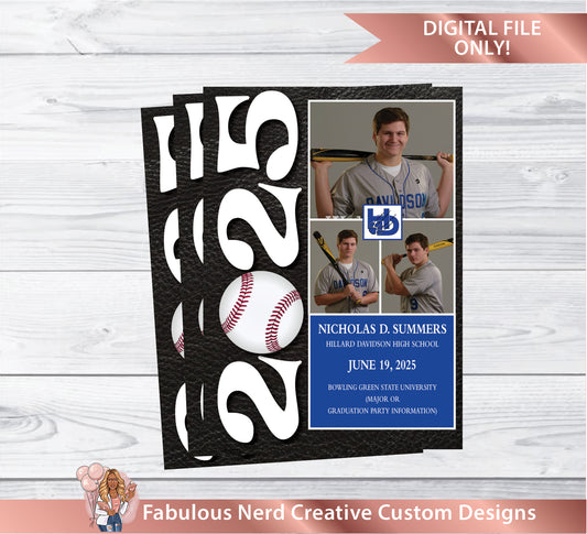 Personalized Graduation Announcement/Invitation- SPORTS THEME - Digital File Only