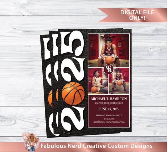Personalized Graduation Announcement/Invitation- SPORTS THEME - Digital File Only