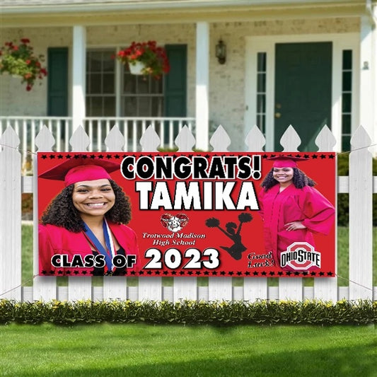 Custom Graduation Outdoor Banner  (POLES & ROPE NOT INCLUDED)
