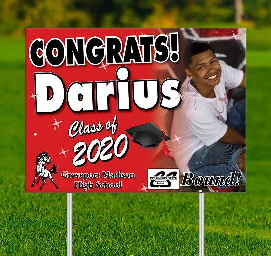 Graduation Photo 24”x18” Yard Sign - Outdoor Sign - Senior Yard Sign - Customizable - Printed and Shipped - Wire Stake Included
