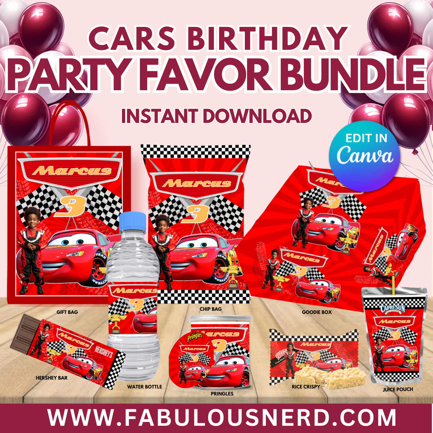 Disney Cars Birthday Party Favor Bundle, Printable Party Bundle, Custom Party Bundle, Party Decor, Party Favors, Custom Decor